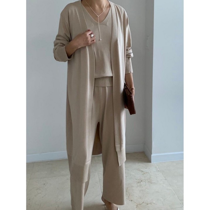 가디건 쓰리피스 롱가디건 바지 세트 셋업