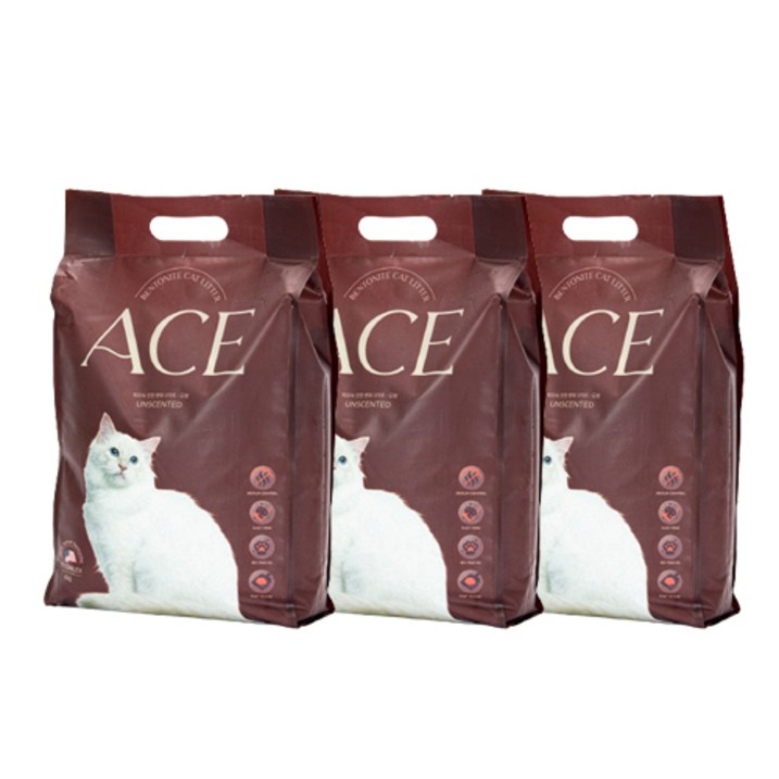 에이스 고양이 응고형 벤토나이트, 3개, 6kg 에이스 고양이 응고형 벤토나이트, 3개, 6kg
