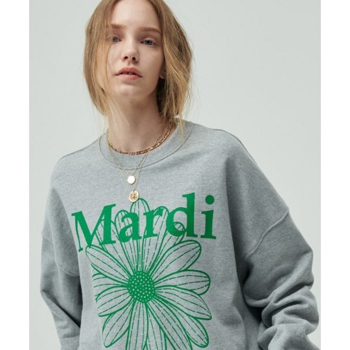 마르디 메크르디 꽃무늬 긴팔 라운드 그레이 그린 MARDI MERCREDI SWEATSHIRT FLOWERMARDIGREY GREEN 마르디 메크르디 꽃무늬 긴팔 라운드 그레이 그린 MARDI MERCREDI SWEATSHIRT FLOWERMARDIGREY GREEN