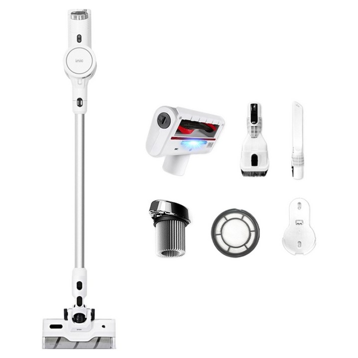 아이닉 차이슨 무선청소기 i20 Elite  UV헤드브러시  UV침구브러시  필터, 화이트, i20 Elite