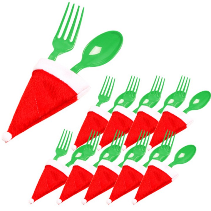 파티해 레드 산타모자 수저포크 세트