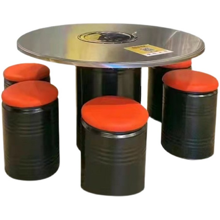 드럼통 테이블   한국 스테인레스 스틸 바베큐 테이블