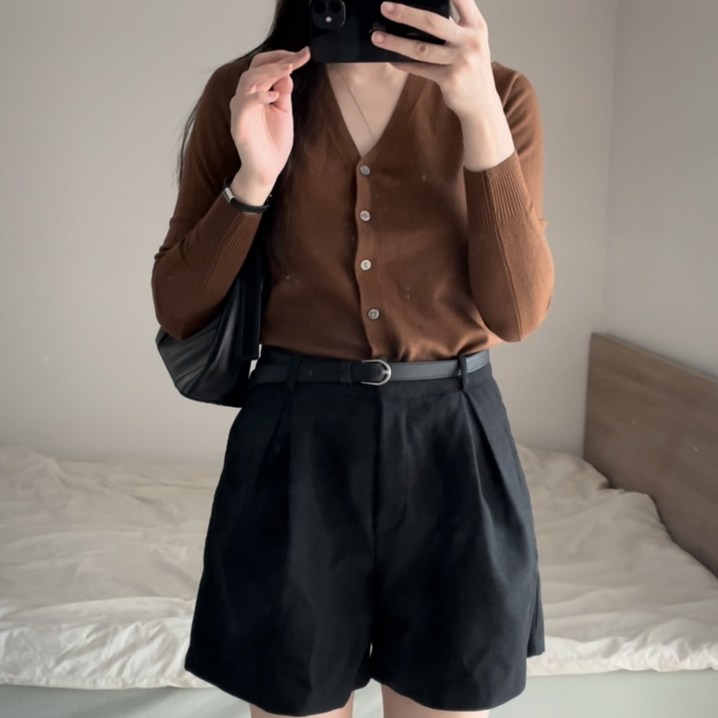 올잇템 여성 기본핏 브이넥 데일리 니트 가디건