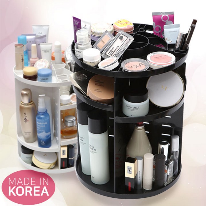 국산정품 회전식 화장품 정리대 정리함 다용도 수납정리함 화이트 360도 회전, 1개