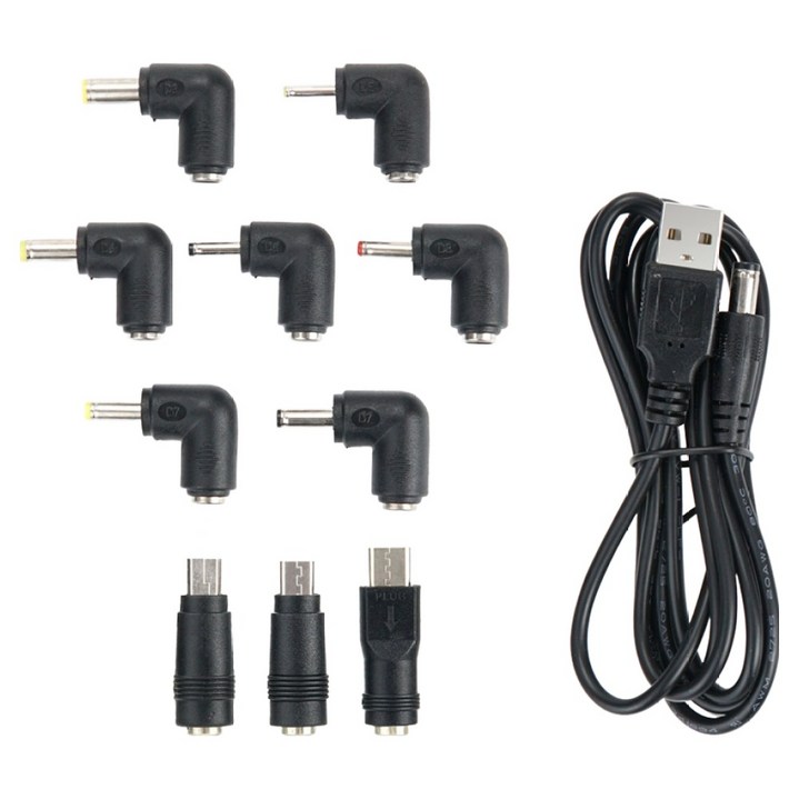 컴스 USB DC 전원 케이블 변환 젠더 10종 세트 1.5m