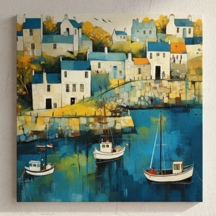 북유럽 항구 도시 풍경 캔버스 액자 2 Coast Village