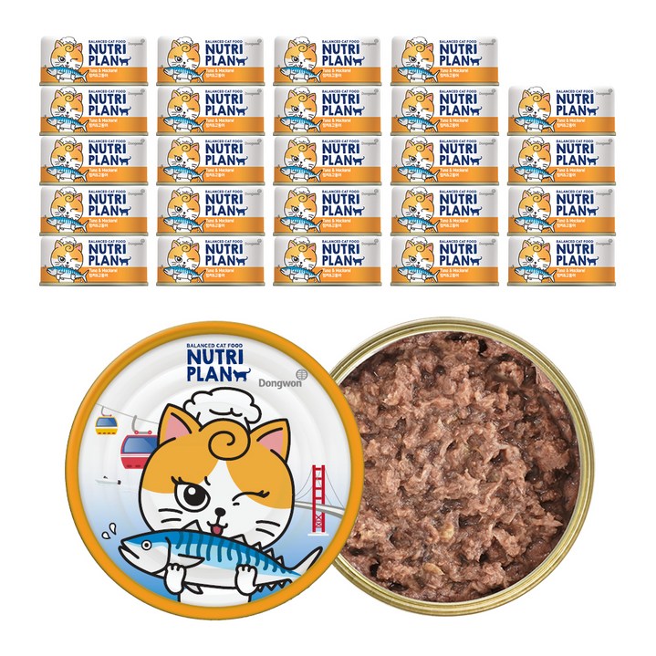 뉴트리플랜 고양이 간식캔, 참치 + 고등어 혼합맛, 90g, 24개