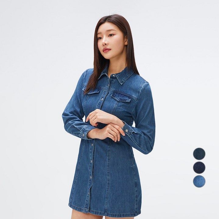 스파오 여성용 데님 셔츠 미니 원피스 SPOJF23G01