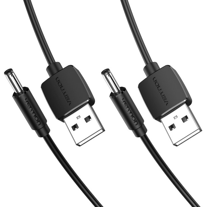 벤션 USB A-DC 3.5mm 충전케이블 CEX, 1m, 블랙, 2개