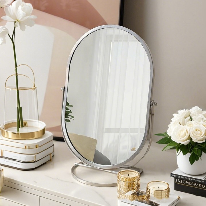 몬드스팟 심플 인테리어 미드센추리 타원 탁상 드레스룸 거울