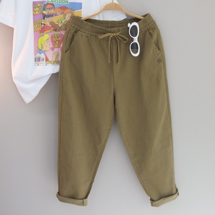 달콩 여성 빅사이즈 벨라패치면스판오버핏배기팬츠