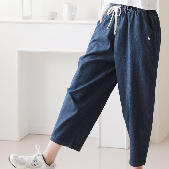 여성 봄 여름 밴딩 여성 7부 청배기 팬츠