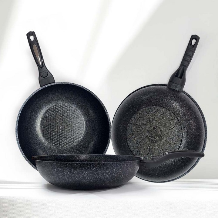 [코코베네]티타늄 마블 가스&인덕션 겸용 궁중팬(웍)30cm, 30cm, 1개