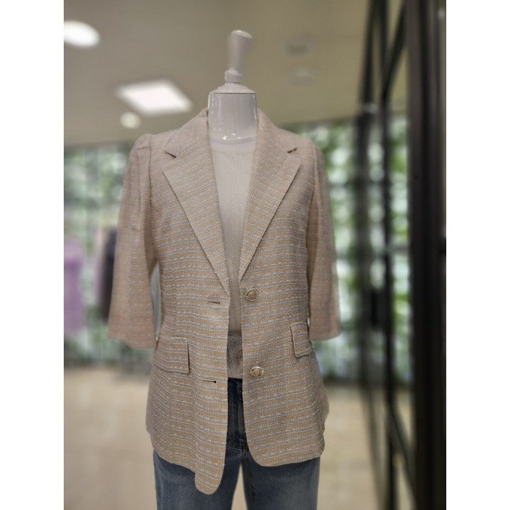 [듀엘] DEWE 메탈사 퍼프 소매 칠부자켓 l232msf038 NC일산