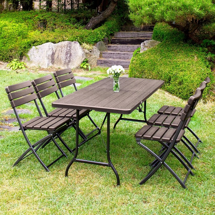 아르망 1800 브로몰딩 테이블 아르망의자 6개 세트 접이식 야외 공원 카페 인테리어 캠핑 휴대용 커피숍 테라스, 단일상품