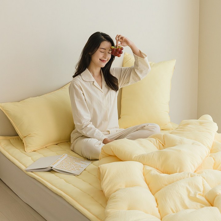 말랑말랑 자가발열 보풀제로 따뜻한 차렵이불+패드+베개커버 침구세트