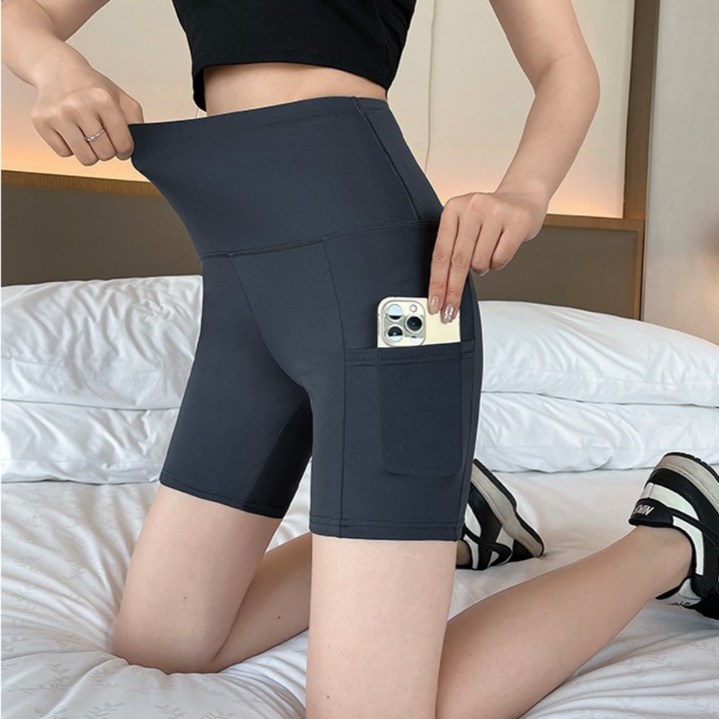 SoJunFit 여성 봄 여름 가을 하이웨이스트 반바지 주머니 레깅스 운동복 요가 헬스 필라테스 피트니스 러닝 힙업 보정 고탄력 커버 빅사이즈 노Y 3colors