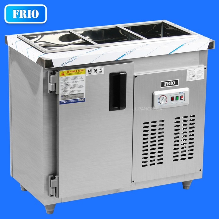 FRIO 프리오 업소용냉장고 반찬 작업대 테이블 김밥 토핑 셀프냉장고 올냉장 메탈재질 아나로그 컨트롤러, 1-5 반찬냉장고 8구 1500