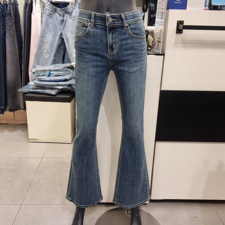 잠뱅이 여성 허리밴딩 긴기장 슬림 부츠컷 스판 청바지 AP3DNE654