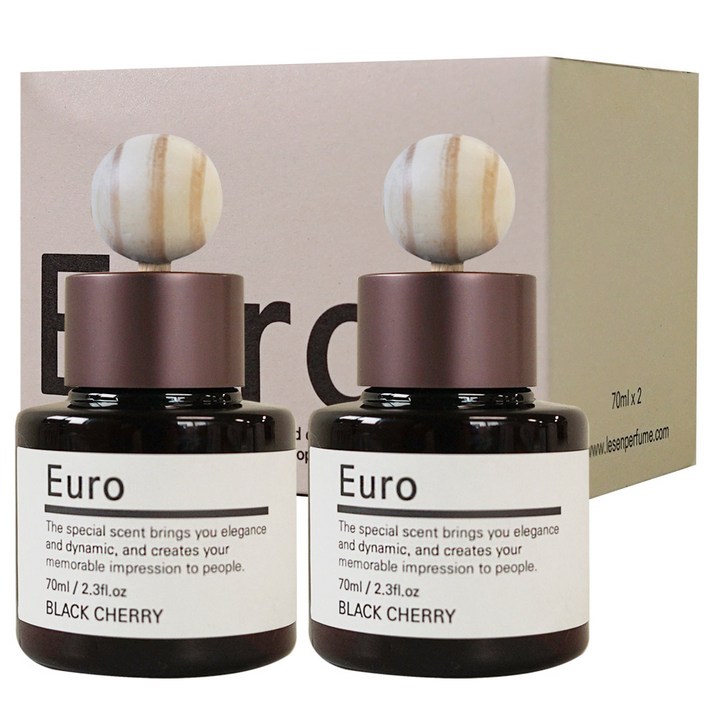 유로 차량용 방향제 디퓨저 70ml x 2  차량용 거치대  우드볼