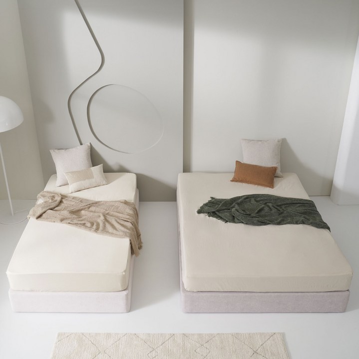 [숨결]저렴한 무헤드 평상형 조야 아쿠아 패브릭 침대프레임 하단 파운데이션 SS/Q/K/LK 2colors 시리즈 대량주문 호텔침대 레지던스침대 에어비앤비 호텔 주문제작