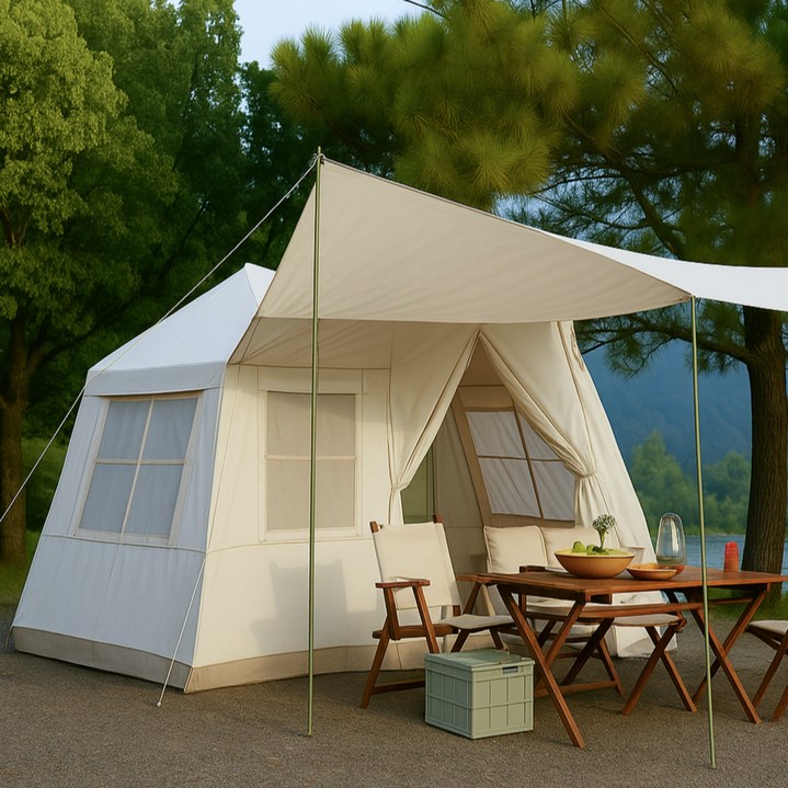 캠프텐버 하늘창문 감성 사계절 원터치 에어텐트, 4-5인용 (2.6m x 2.2m x 1.6m)