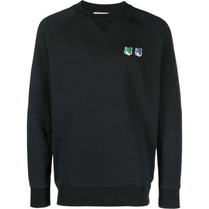 명품23SS 메종키츠네 더블 폭스 헤드 블랙 코튼 맨투맨 KM00303KM0001 BLACK KM00303KM0001BLACK00