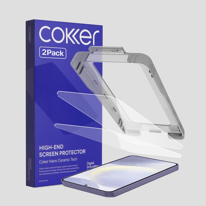 코커 1초부착 원터치 아이폰17 실크글라스 강화유리 액정보호필름, 2개