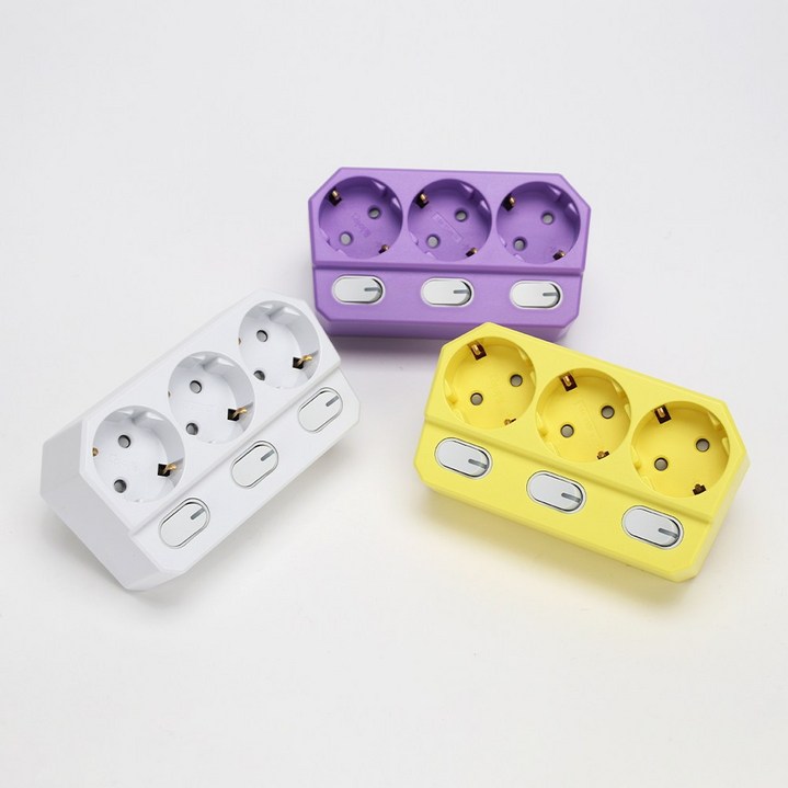 아이정 회전 절전형 3구 멀티탭 스위치, 3구 16A 개별 스위치 화이트, 1개