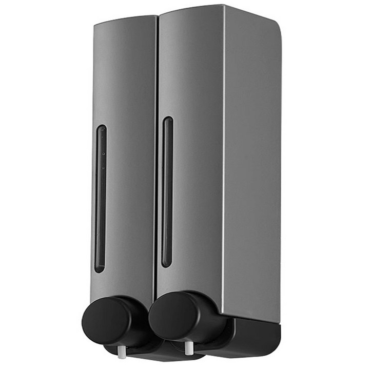 무타공 욕실 디스펜서 호텔 펜션 물비누 샴푸 바디워시 벽걸이형 2구, 1개, 그레이 3구