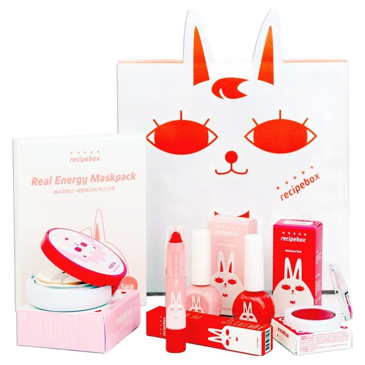 레시피박스 어린이 화장품 선물세트 선쿠션패키지, 매니큐어 2p  선쿠션  립크레용  블러셔  마스크팩 5p  선물박스, 1세트