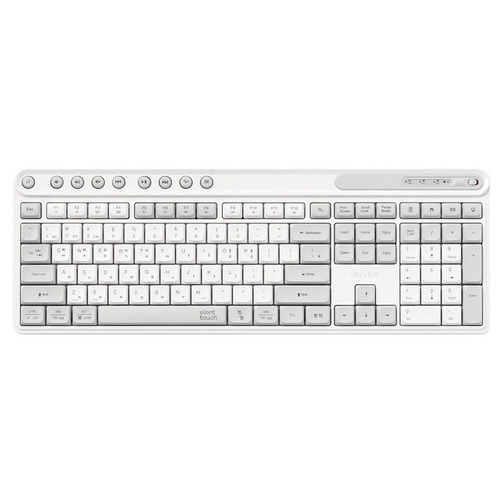아이리버 Silent 듀얼모드 멀티페어링 블루투스 무소음 무선 키보드, 화이트, MWK601, 제조사축