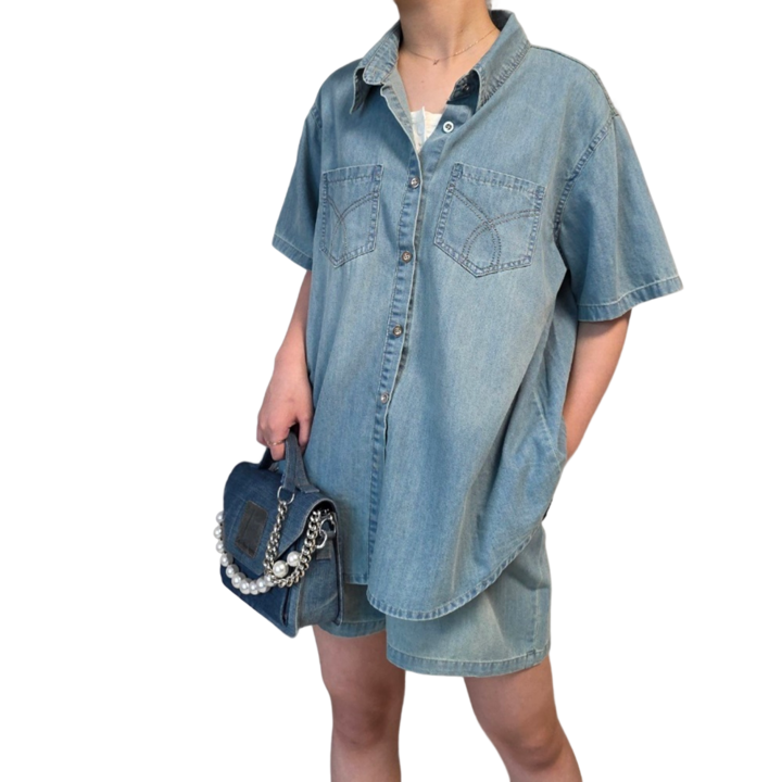 해밀클로짓 여성반바지세트 캐주얼투피스세트 바지투피스세트 셔츠반바지 투피스셋업