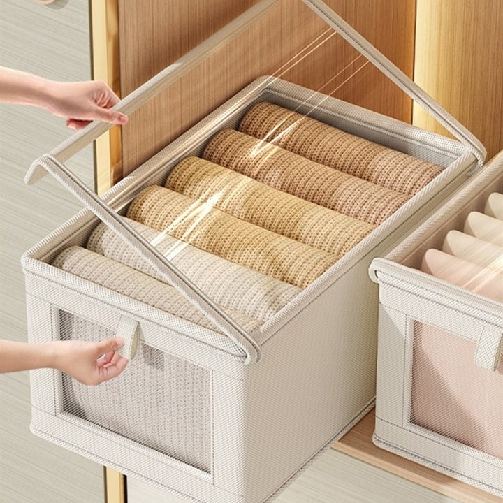옷정리 리빙박스 이불 정리함 대용량 다용도 투명 마개 세트, 3개