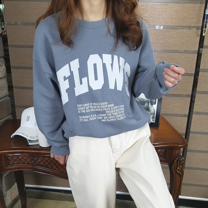 상상그이상 여성용 파스텔 라운드 레터링 쭈리 맨투맨