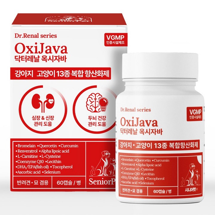 시니어펫 프리미엄 13종 안티에이지 항산화제, 60정, 신장/심장/간, 1개