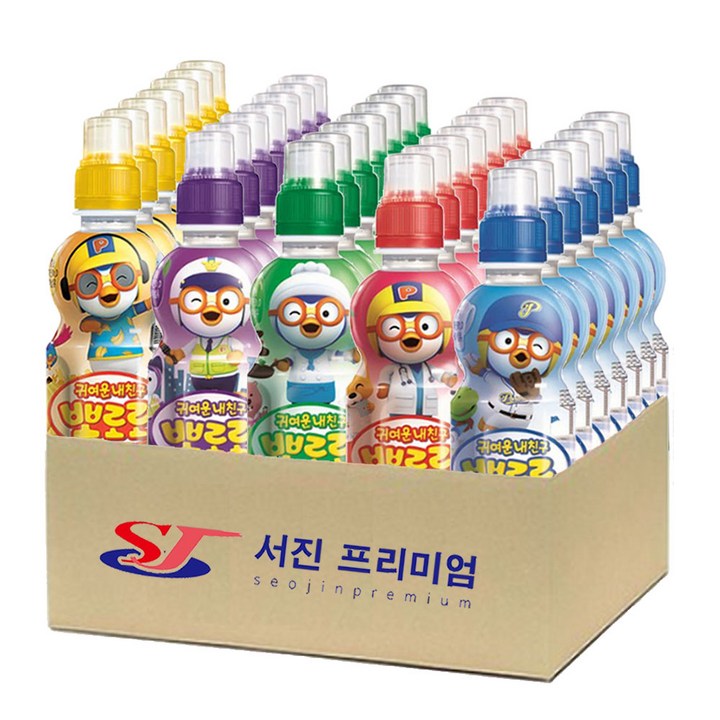 서진프리미엄 뽀로로 어린이음료 5종 235ml 밀크7개딸기7개사과7개블루베리7개바나나7개 총35개, 235ml