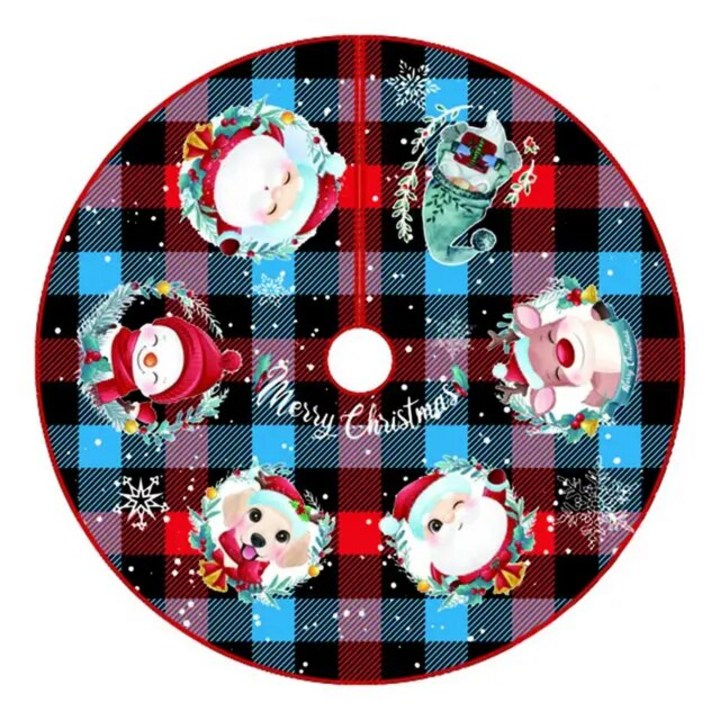 크리스마스트리 스커트 덮개 크리스마스 트리 라운드 대형 매트, 진동 색상, 내마모성, 간단한 설치 눈송이 엘크 프린트, 17.90 cm I, 1개