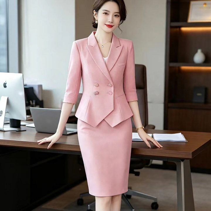 708090 여름 정장 스커트 세트 여성 빅사이즈 투피스