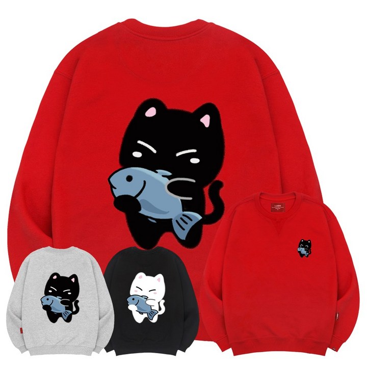 엘라모 3M 피쉬앤캣 맨투맨 남녀공용 빅사이즈 S4XL