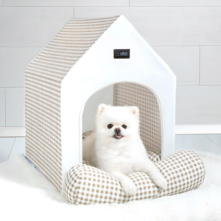 레토 강아지집 고양이 목받침 쿠션 하우스, 아이보리, 1개