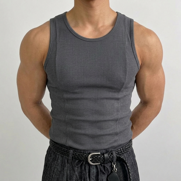 고즈웰컴퍼니 테토남 짐웨어 헬스 스판 머슬핏 절개 골지 나시