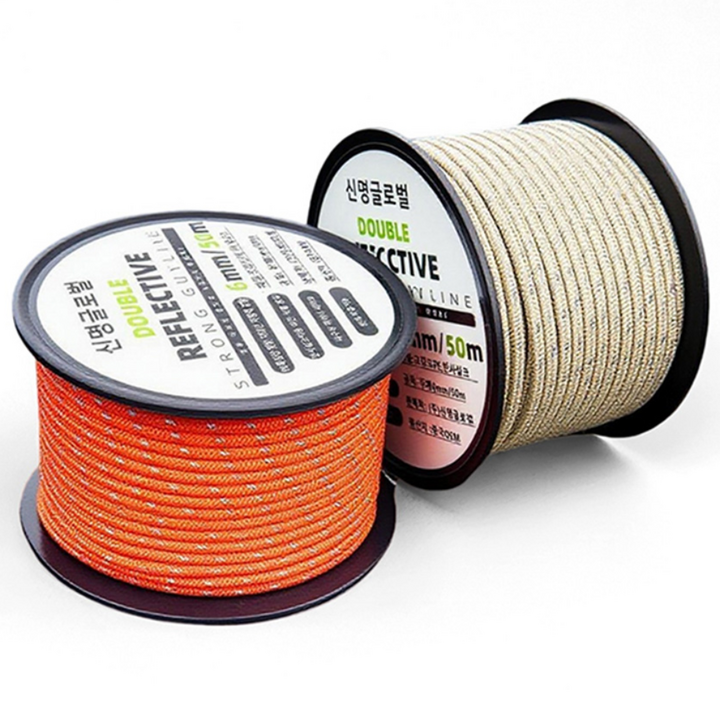 신명글로벌 스티링줄 야간반사 캠핑로프 다용도로프 6mm 50M, 레드