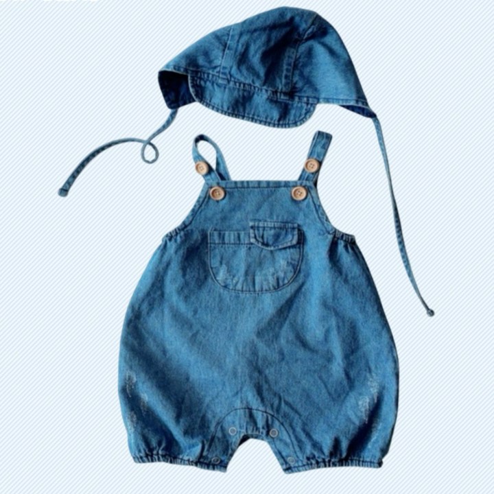 오라비 아동복 베이비 남아 데님 수트 아기옷 멜빵 돌촬영 백일촬영 모자세트 유아슈트