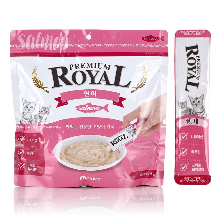 펫스토리 프리미엄로얄 로얄 스틱 짜먹는 고양이 간식, 연어맛, 500g, 1개