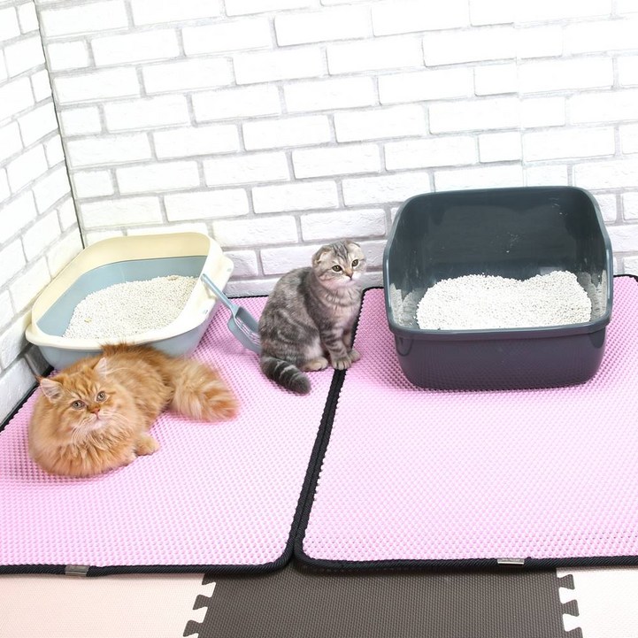 moa 고양이 특대형사각 사막화 방지 매트 화장실 모래 포켓 포켓매트 핑크 1+1 20230313