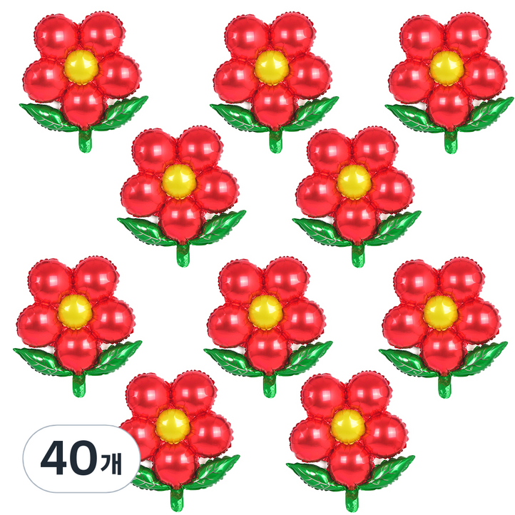 파티쇼 잎사귀플라워 은박풍선, 레드, 40개
