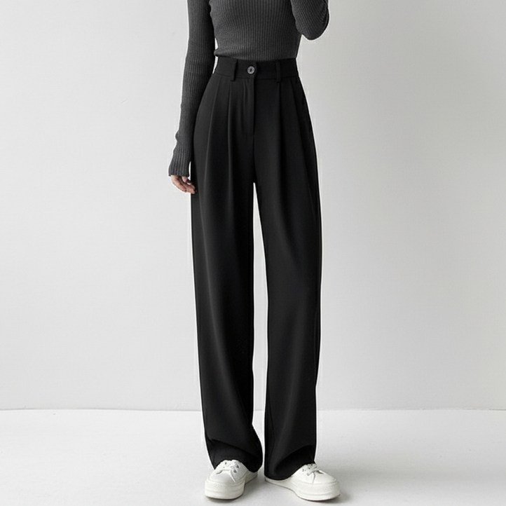 마켓피아 여성용 데일리 하이웨이스트 롱 슬랙스