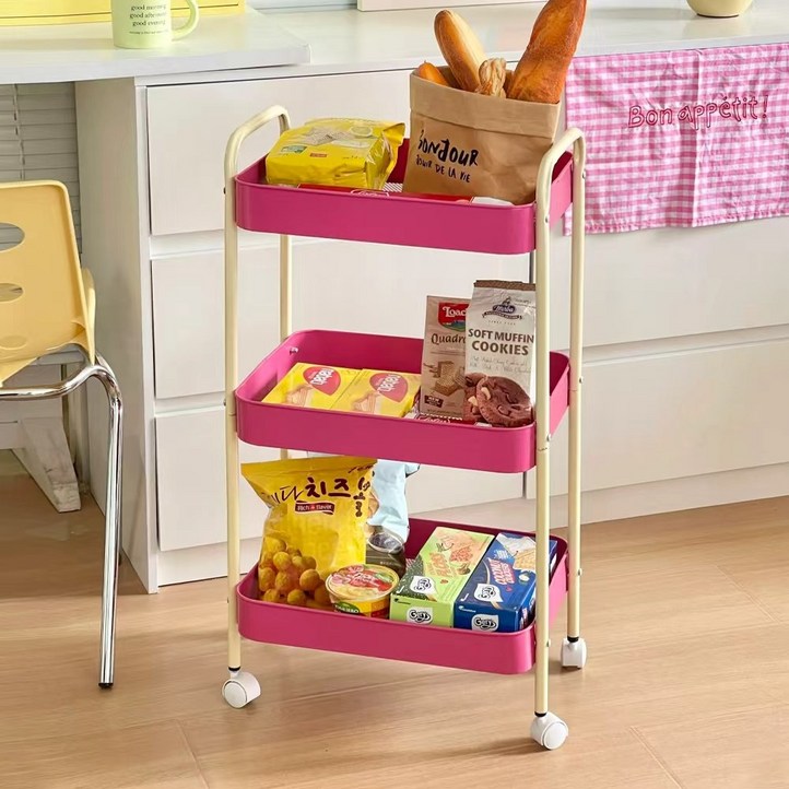 하루꿈 이동식 트롤리수납함 철제수납장  주방 욕실 거실 다용도 공간활용 정리 카트