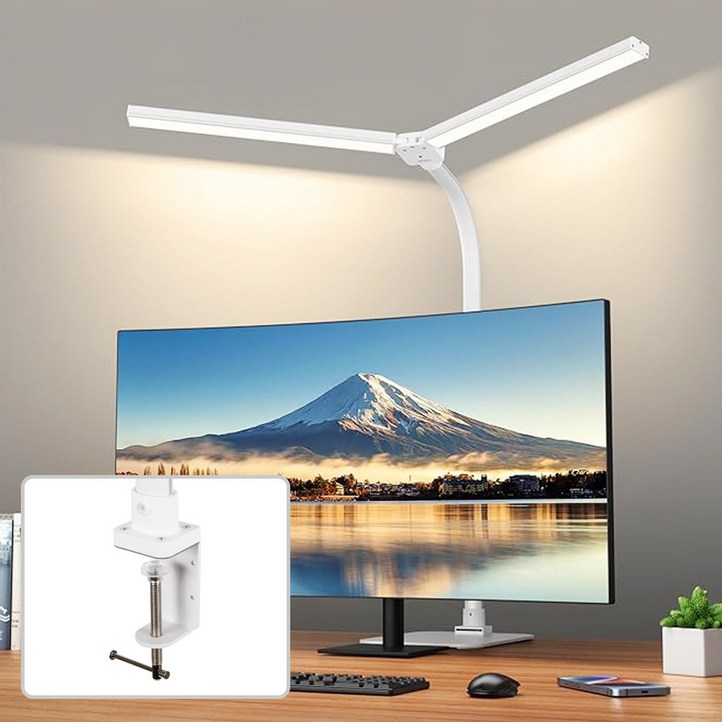 몬스터라이트 번개표 듀얼헤드 LED 책상 스탠드 800mm 와이드 조명